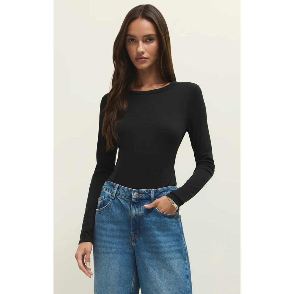 Z Supply Second Skin Crew Long Sleeve Top - Black NWT VARIOUS SIZES